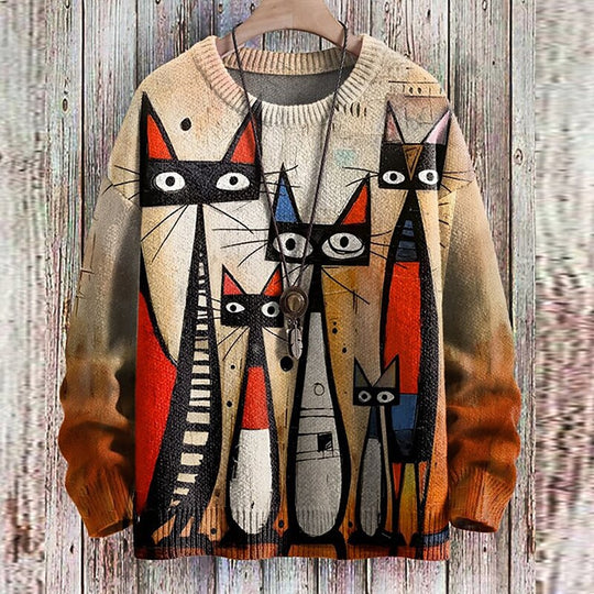 Felicia | Cat Art Knitted Sweater